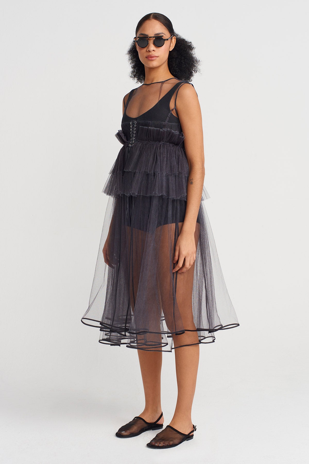 Black Fluffy Tulle Dress-Y254014168