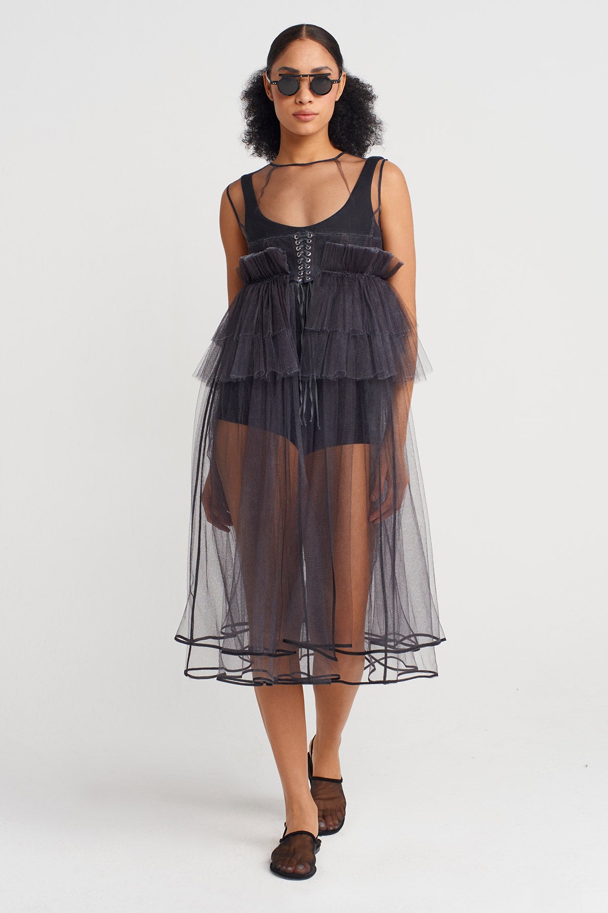 Black Fluffy Tulle Dress-Y254014168