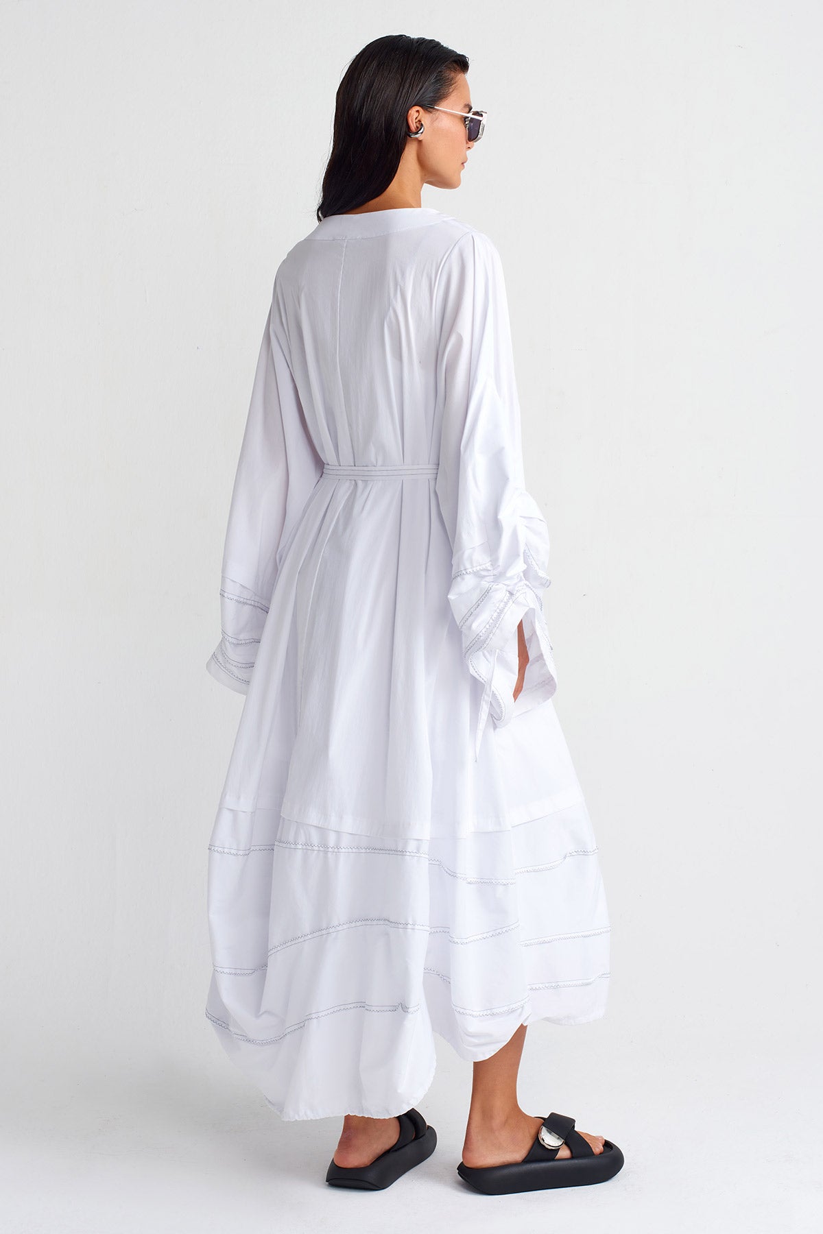 Off White Double-Fabric Long Kimono-Y255015013