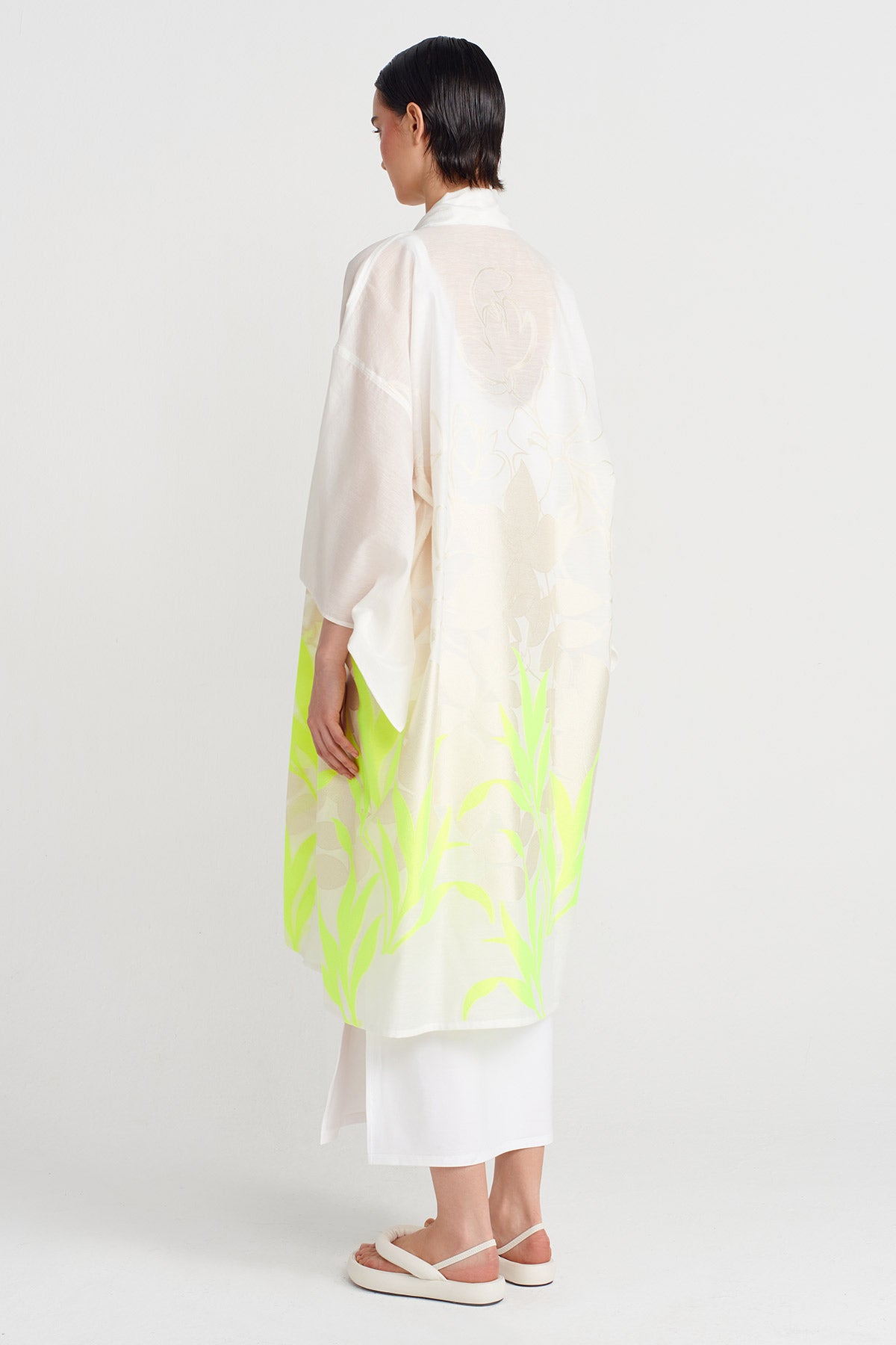 Neon Green / Off White Jacquard Kimono-Y255015102