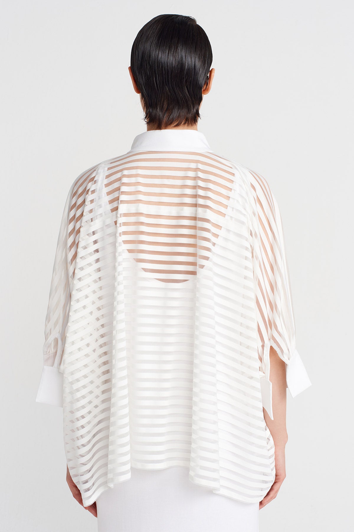 Off White Striped Jacket-Y255015105