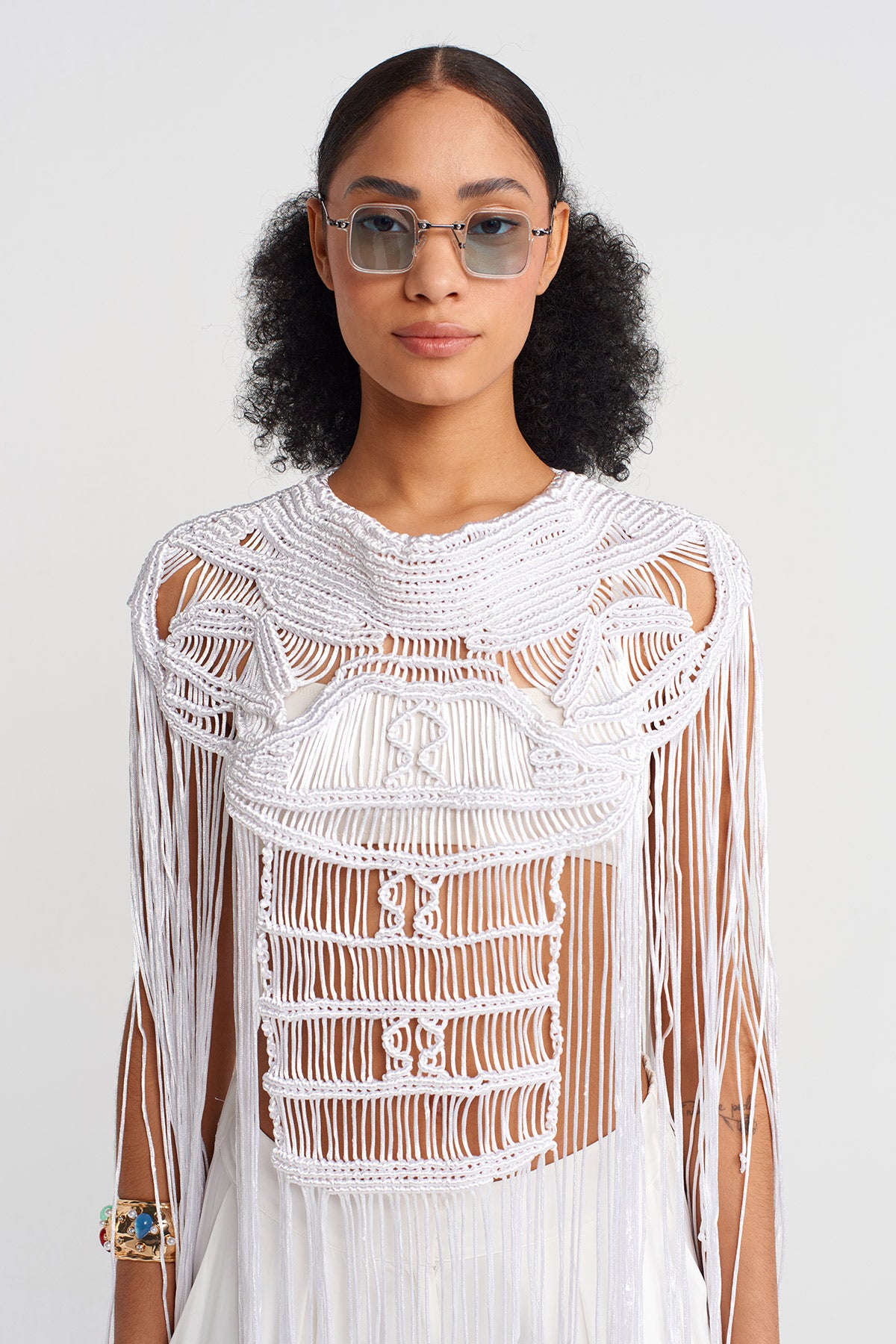 Off White African Handmade Macramé Accessory-Y256016002