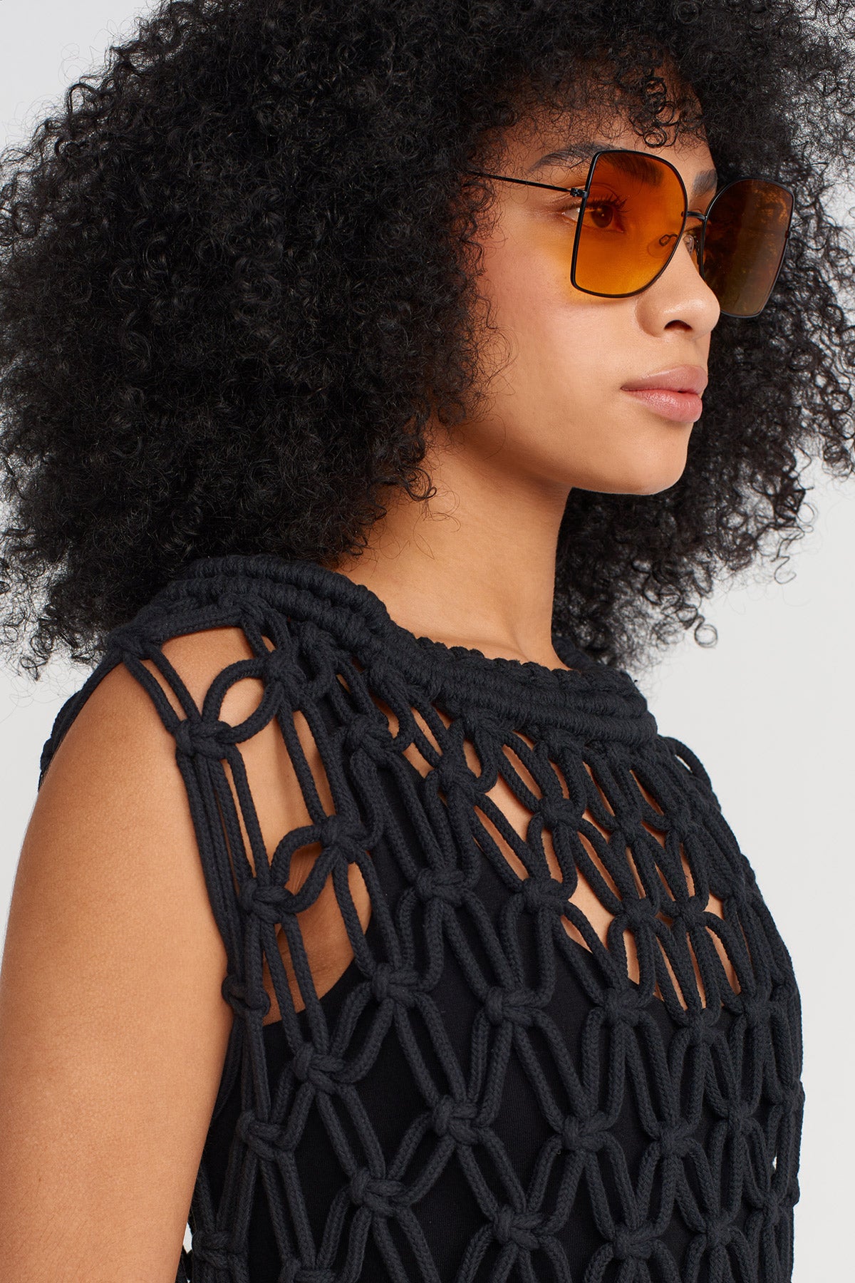 Black Handmade Macramé Tunic-Y256016003
