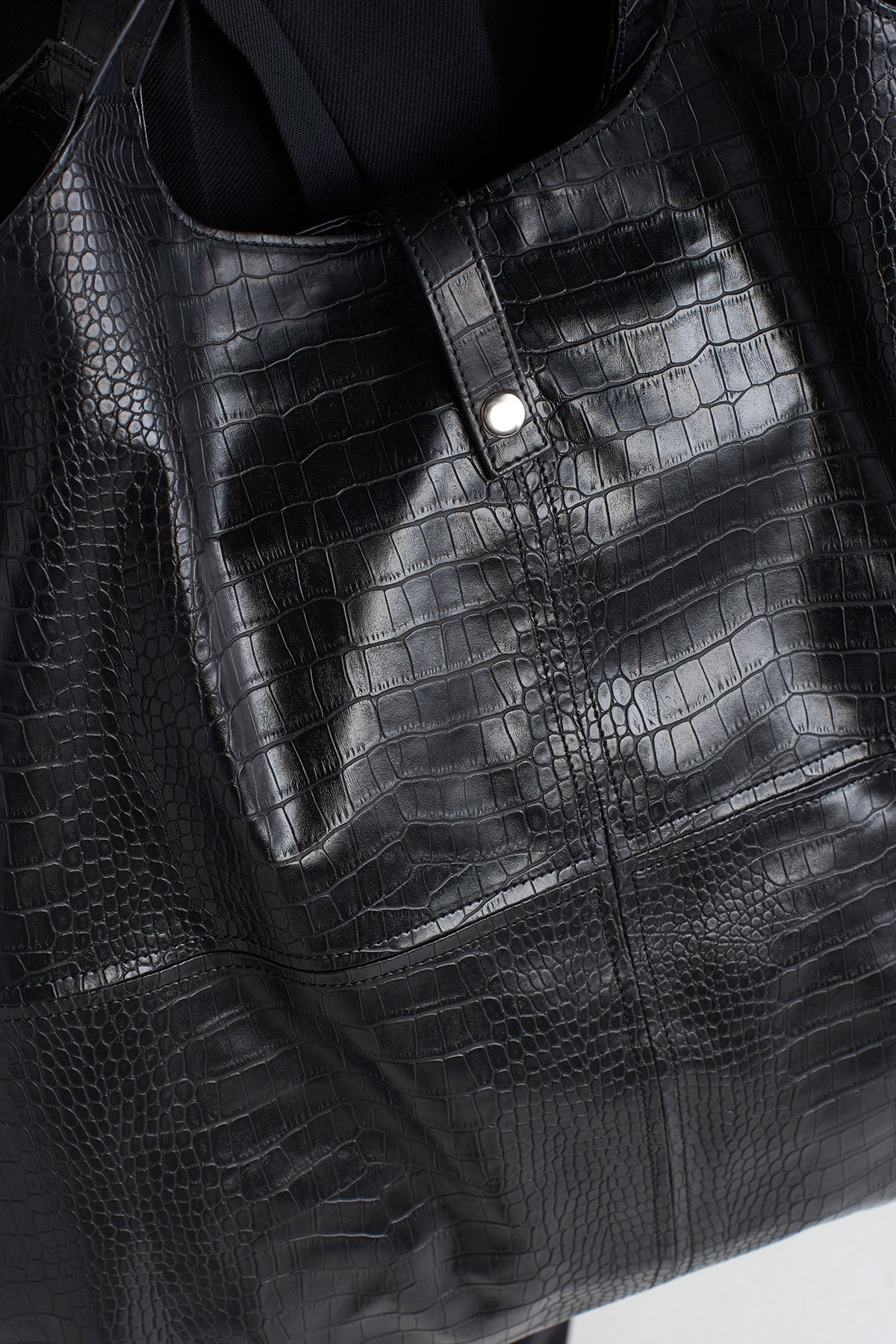 Black Crocodile Leather Shoulder Bag-Y258018002
