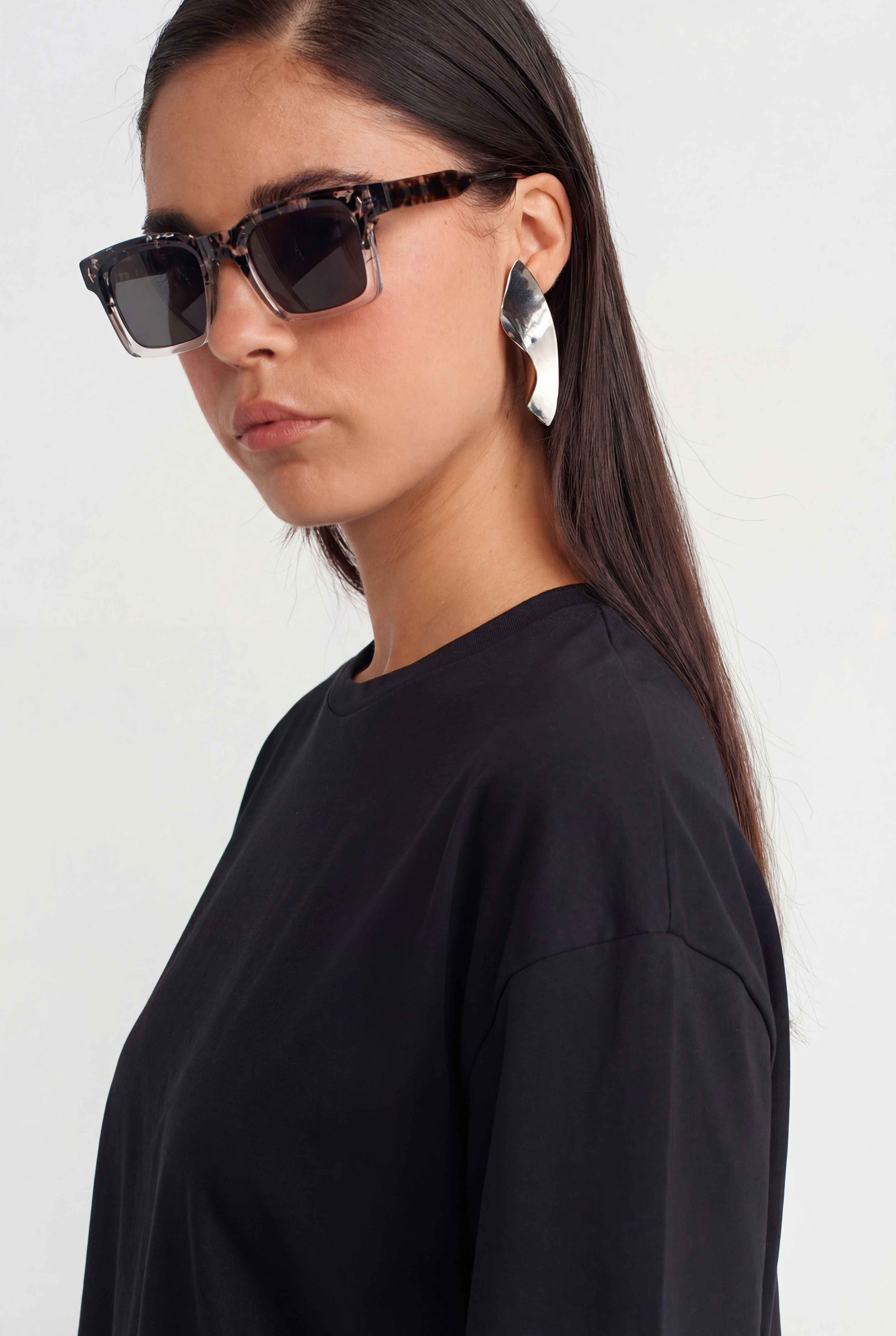 Black Oversized Basic T-Shirt-Y261011023