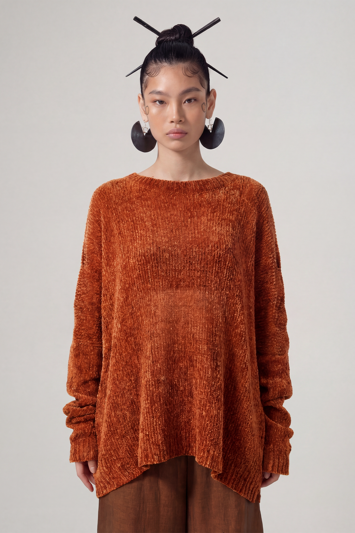 Amber Velvet Yarn Knit Sweater-Y261011056