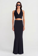 Black High-Waisted Long Jersey Skirt-Y262012028
