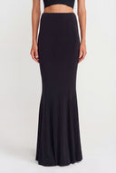 Black High-Waisted Long Jersey Skirt-Y262012028