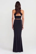Black High-Waisted Long Jersey Skirt-Y262012028