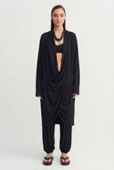 Black Draped Neck Long Dress-Y264014047