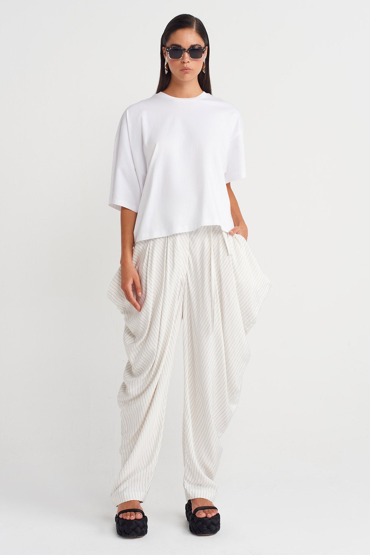 Off White Oversized Basic T-Shirt-Y261011023