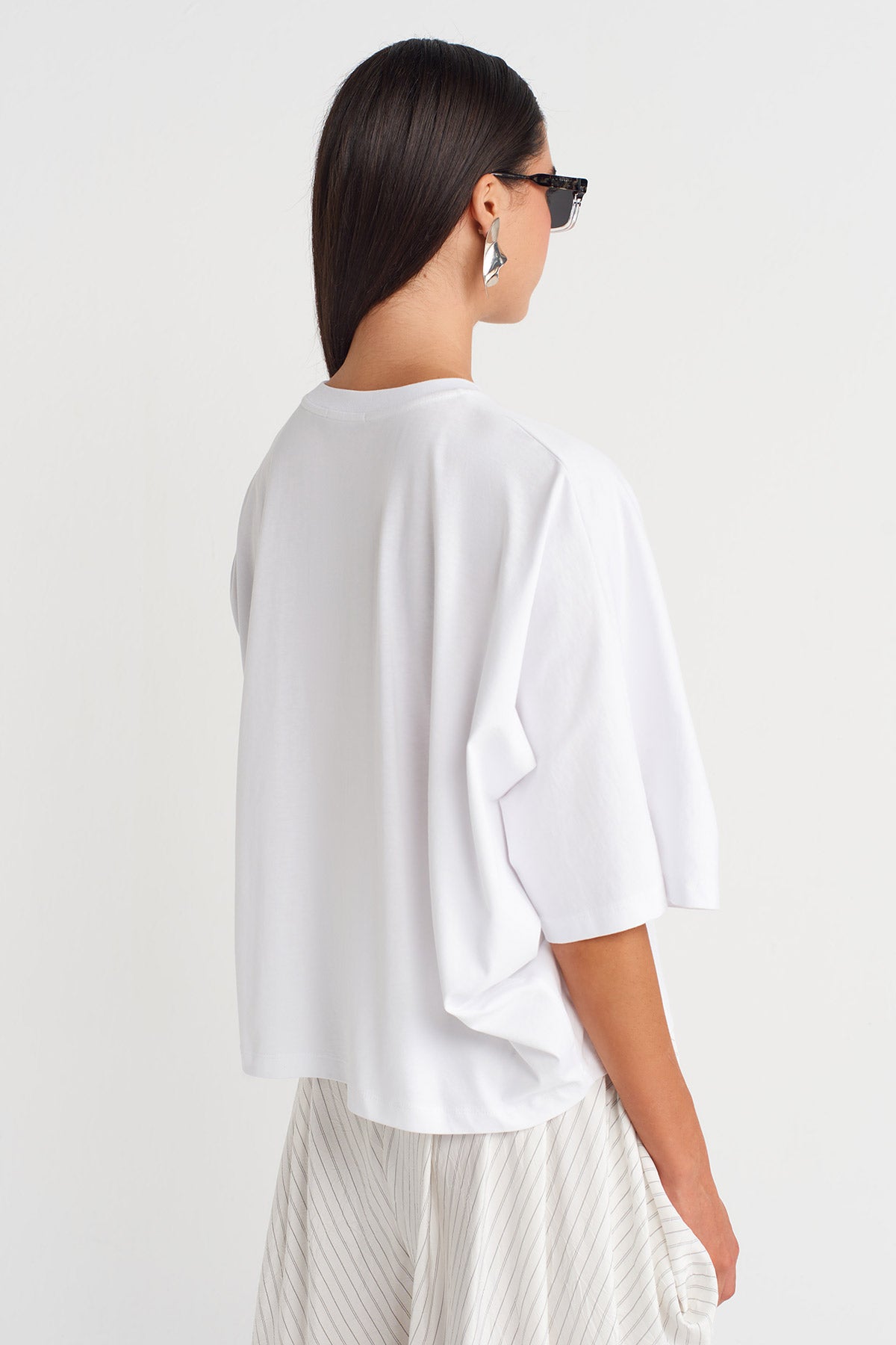 Off White Oversized Basic T-Shirt-Y261011023