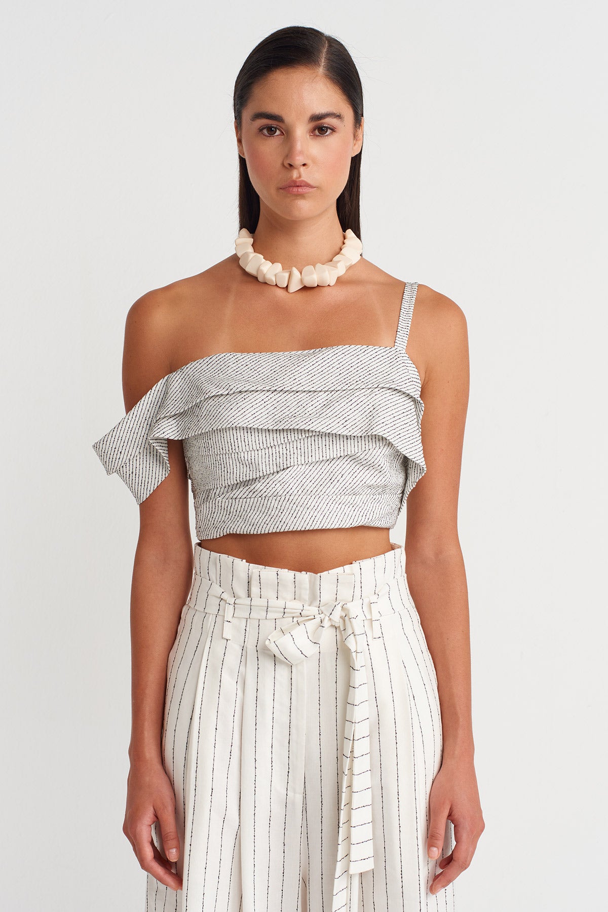 Off White Asymmetric Layered Bustier-Y261011028