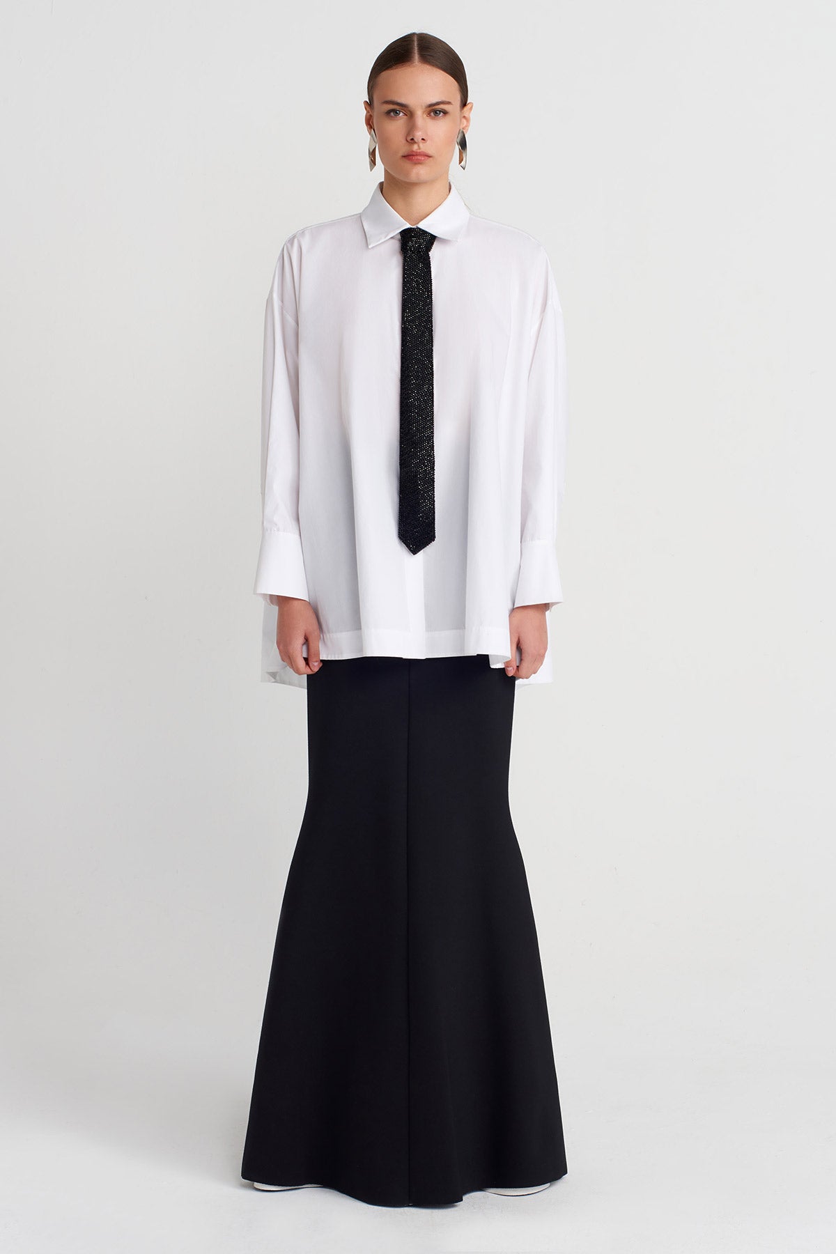 Off White Oversized Poplin Shirt-Y261011038