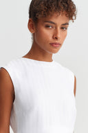 Off White Sleeveless Tonal Striped Blouse-Y261011063