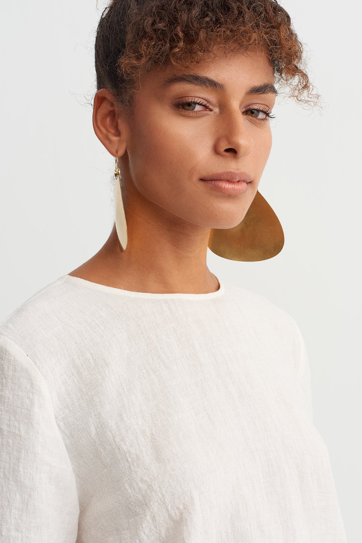 Ecru Natural Linen Oversized T-Shirt-Y261011067