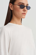 Off White Long Sleeve Crop T-Shirt-Y261011071