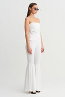 Off White Strapless Basic Top-Y261011098