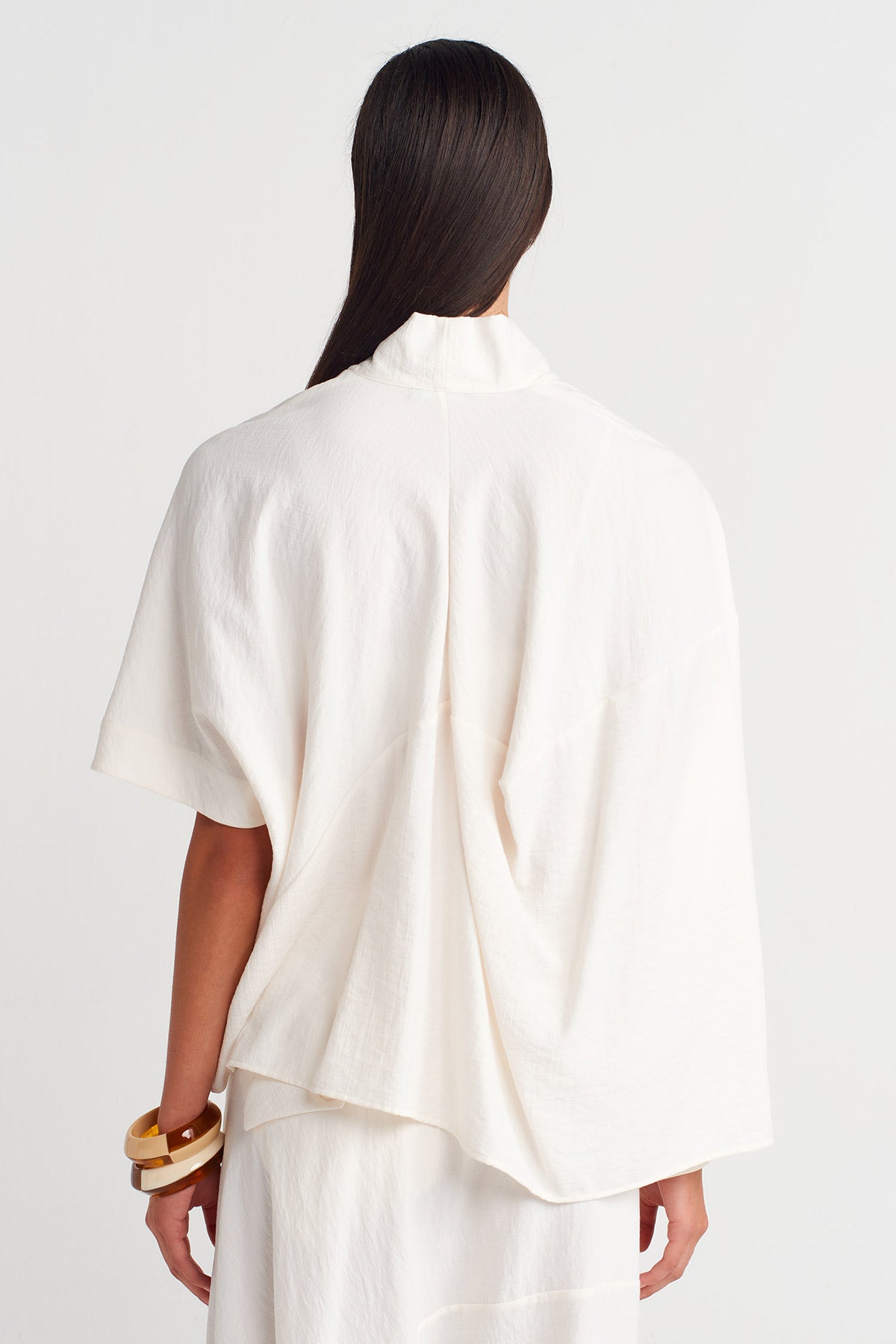 Mılk Asymmetric Draped Collar Blouse-Y261011018