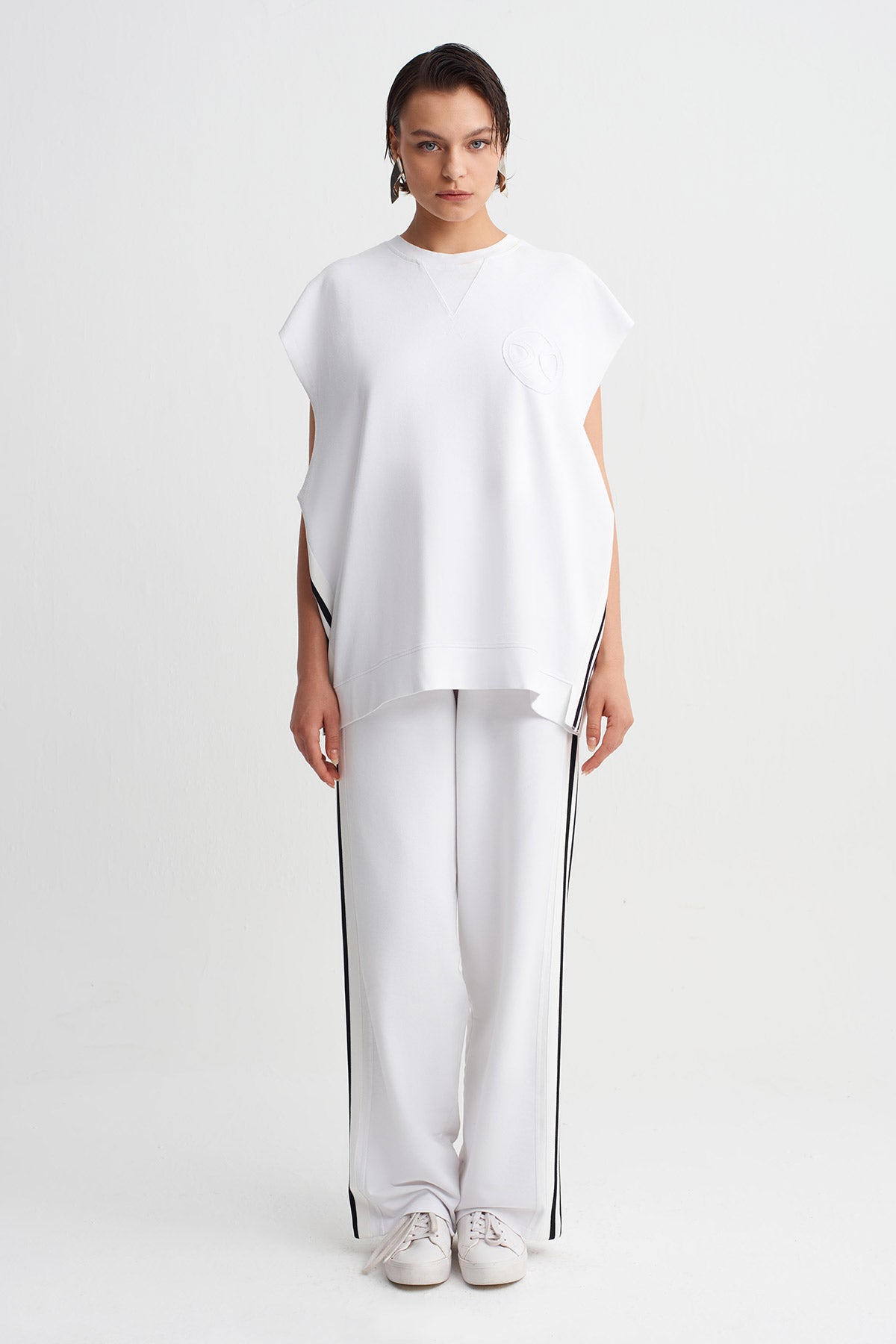 Off White Stripe Detailed Oversize T-Shirt-Y261011118