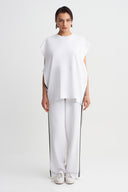 Off White Stripe Detailed Oversize T-Shirt-Y261011118