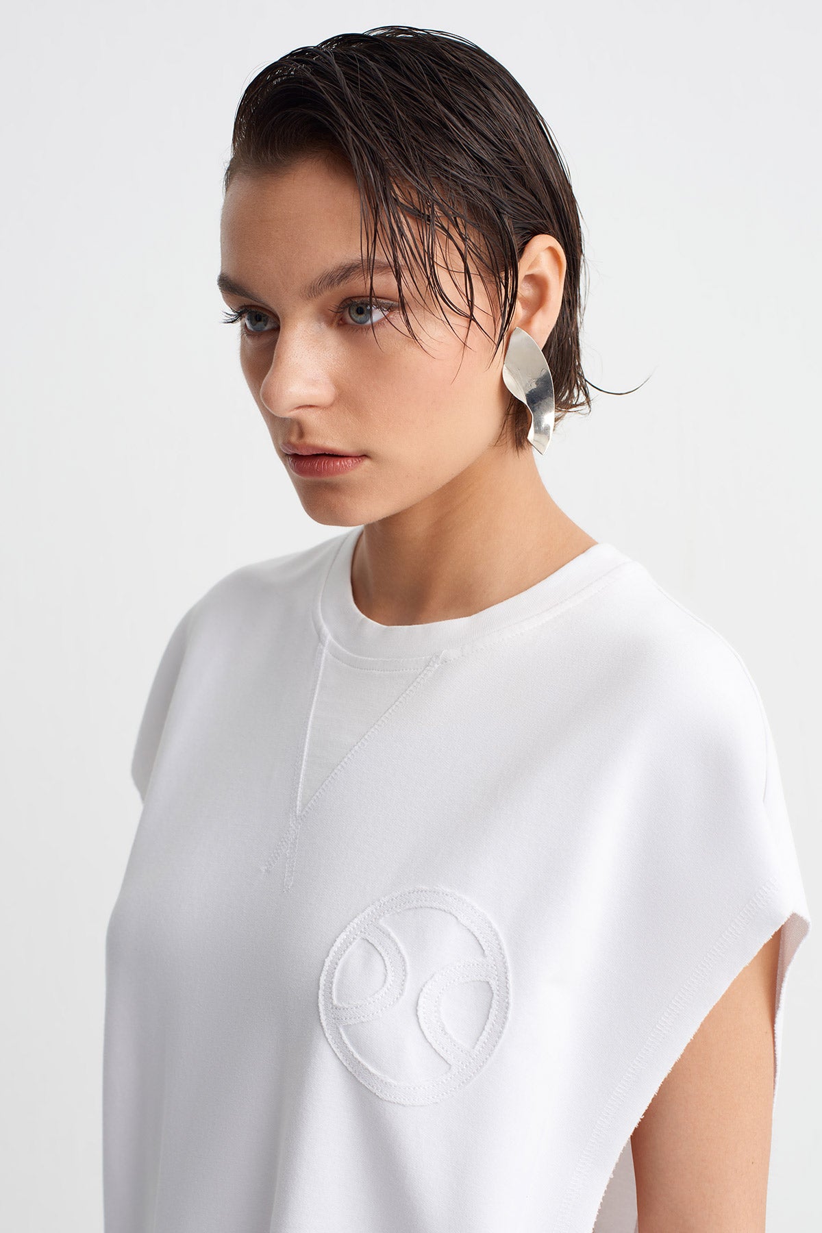 Off White Stripe Detailed Oversize T-Shirt-Y261011118
