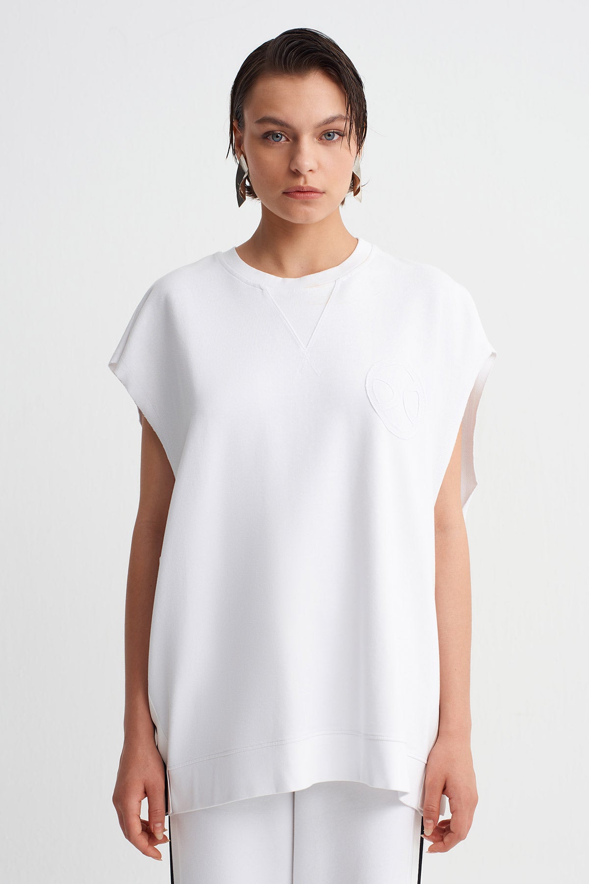 Off White Stripe Detailed Oversize T-Shirt-Y261011118