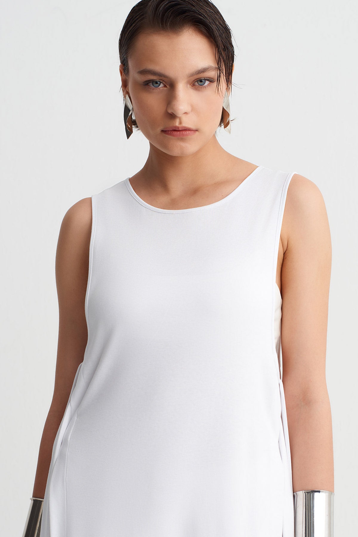 Off White Fringe Detailed Ribbed T-Shirt-Y261011120