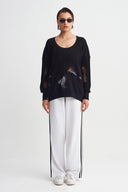 Black Cut-Out Detailed Sweatshirt-Y261011121