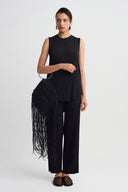 Black Metal Handle Macramé Bag-Y268018025