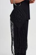 Black Metal Handle Macramé Bag-Y268018025