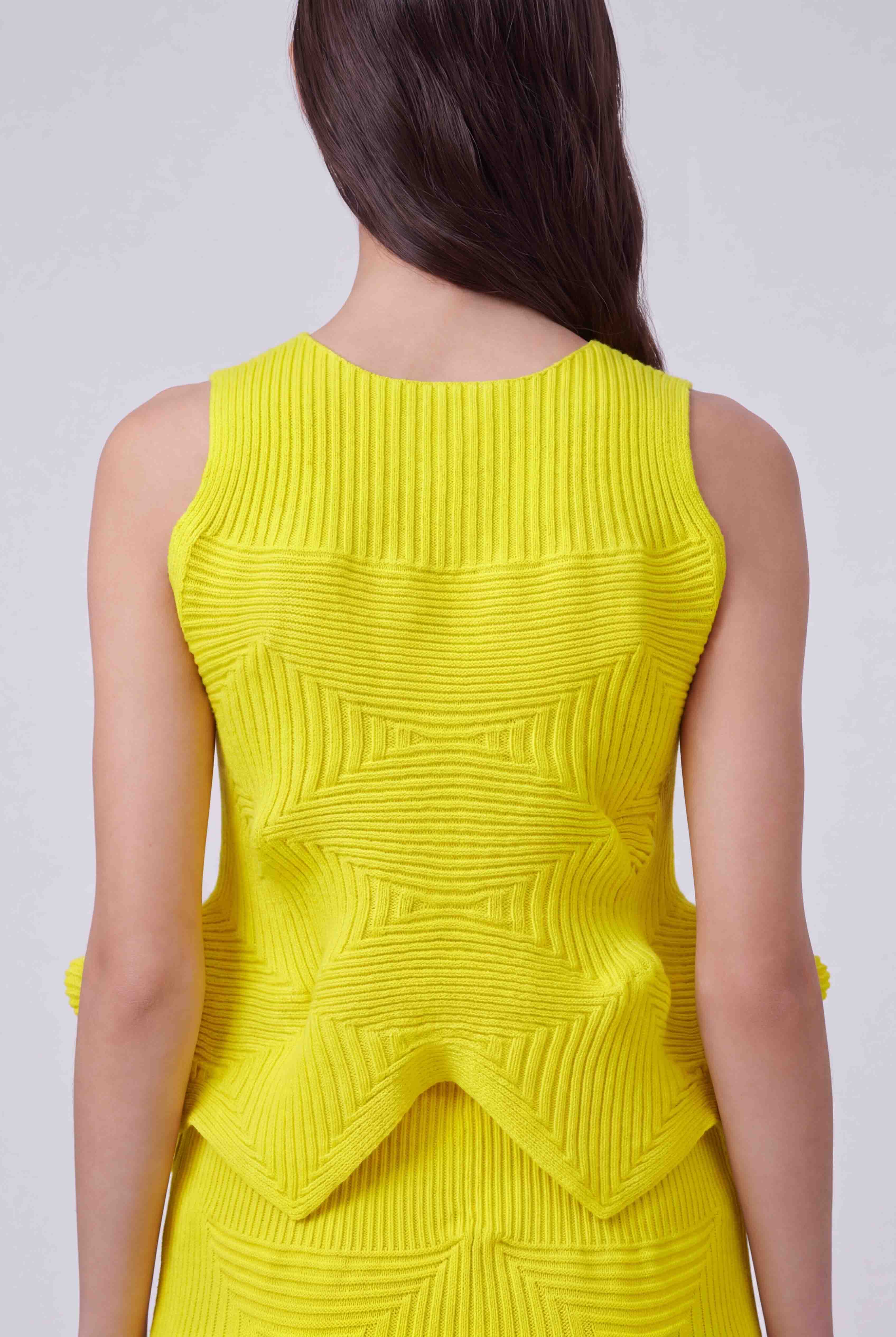 Yellow Origamic Knit Blouse-Y261011139