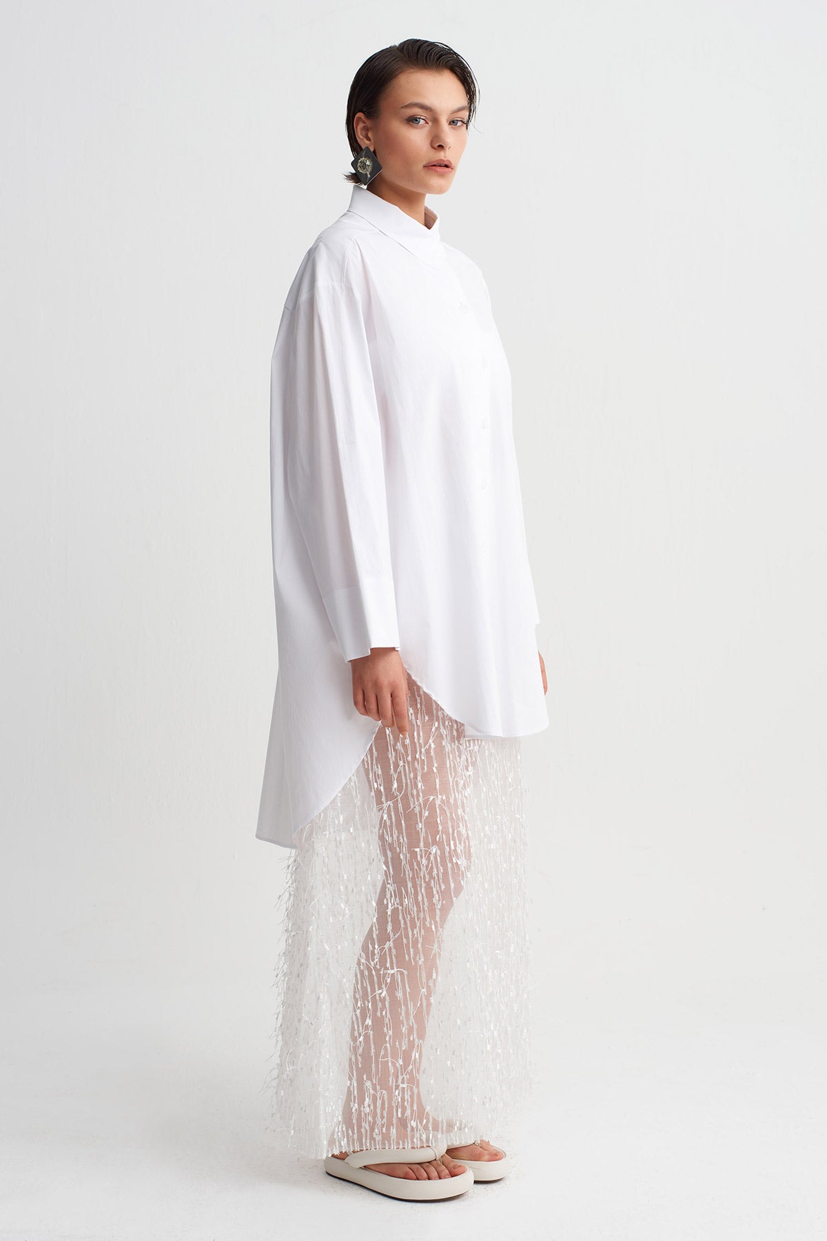 Off White Oversized Poplin Shirt-Y261011147