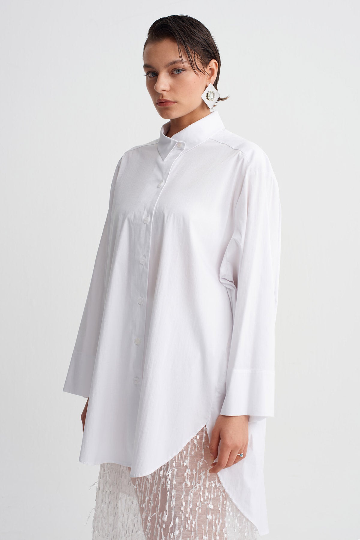 Off White Oversized Poplin Shirt-Y261011147