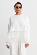 White / White Fringe Detail Blouse-Y261011151