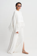 White / White Fringe Detail Blouse-Y261011151