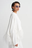White / White Fringe Detail Blouse-Y261011151