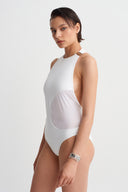 Off White Body with Sheer Tulle Detail-Y261011152