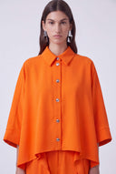 Orange Cropped Draped Shirt-Y261011156