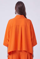 Orange Cropped Draped Shirt-Y261011156