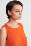 Pomegranade Asymmetric Cut Jersey Pleated Blouse-Y261011164