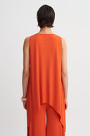 Pomegranade Asymmetric Cut Jersey Pleated Blouse-Y261011164
