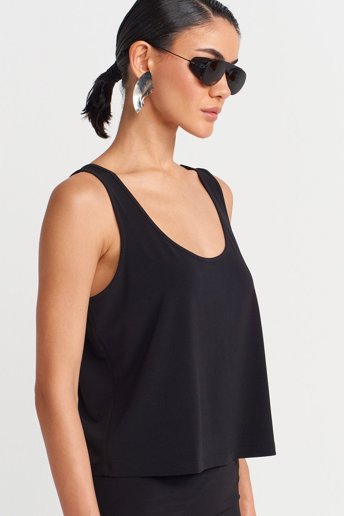 Black Jersey Tank Top-Y261011174