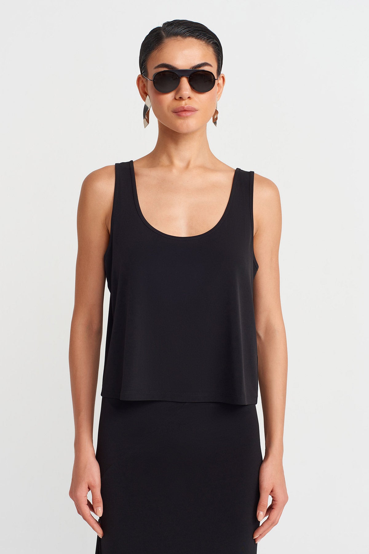 Black Jersey Tank Top-Y261011174