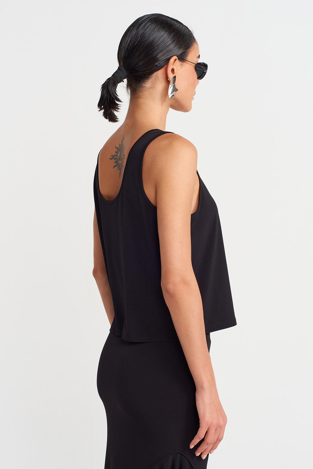 Black Jersey Tank Top-Y261011174
