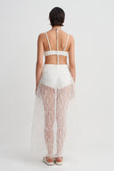 Off White Textured Organza Skirt-Y262012026