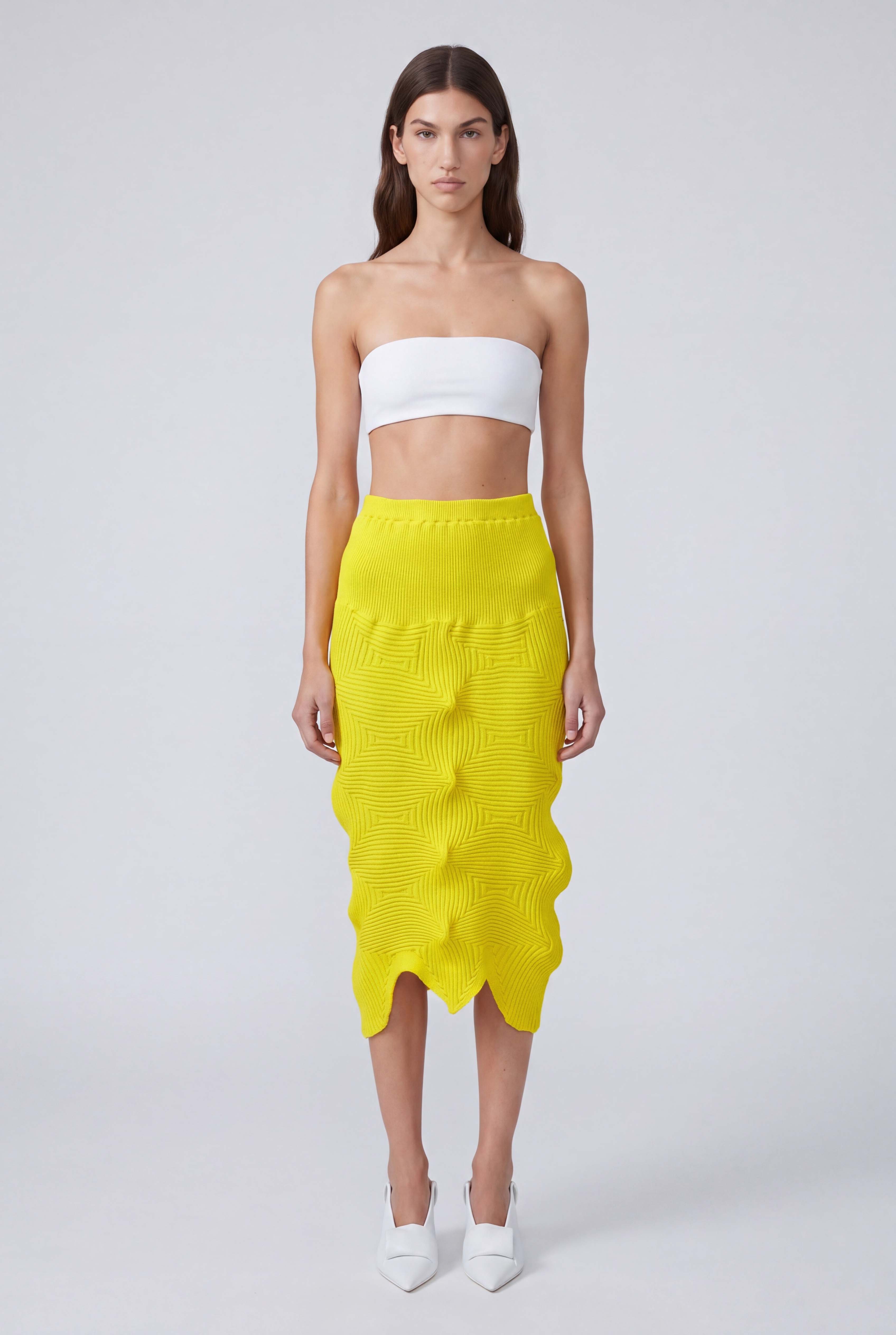 Yellow Origamic Knit Skirt-Y262012033