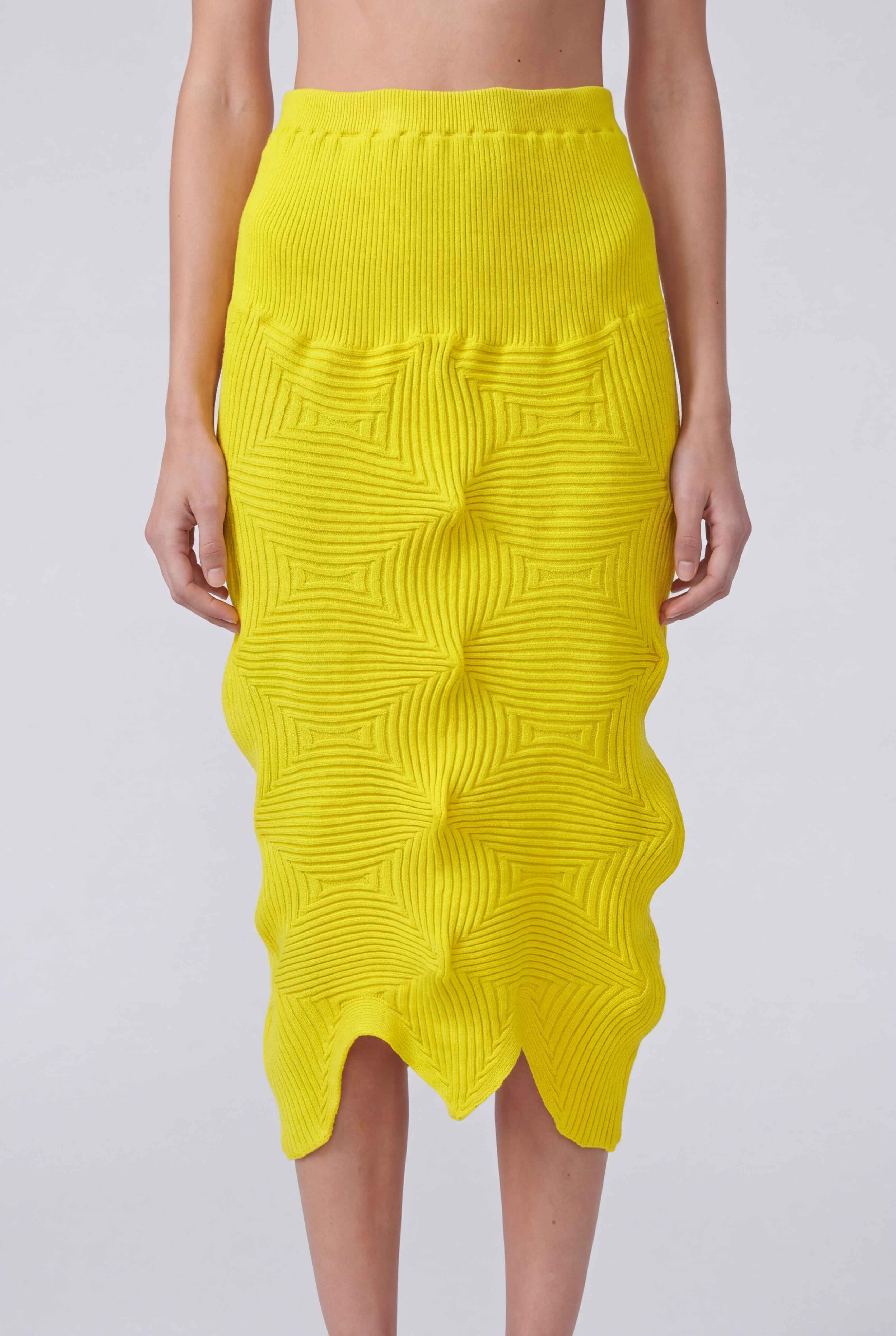 Yellow Origamic Knit Skirt-Y262012033