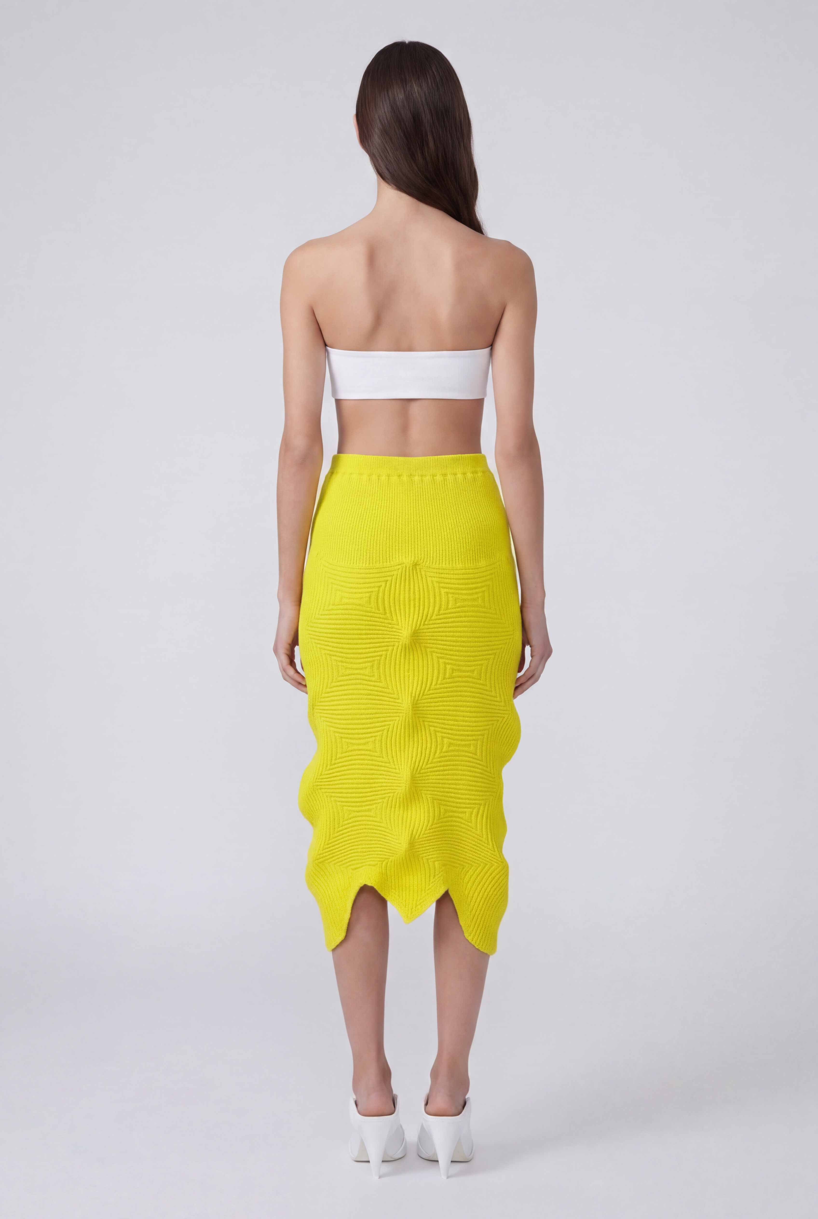 Yellow Origamic Knit Skirt-Y262012033