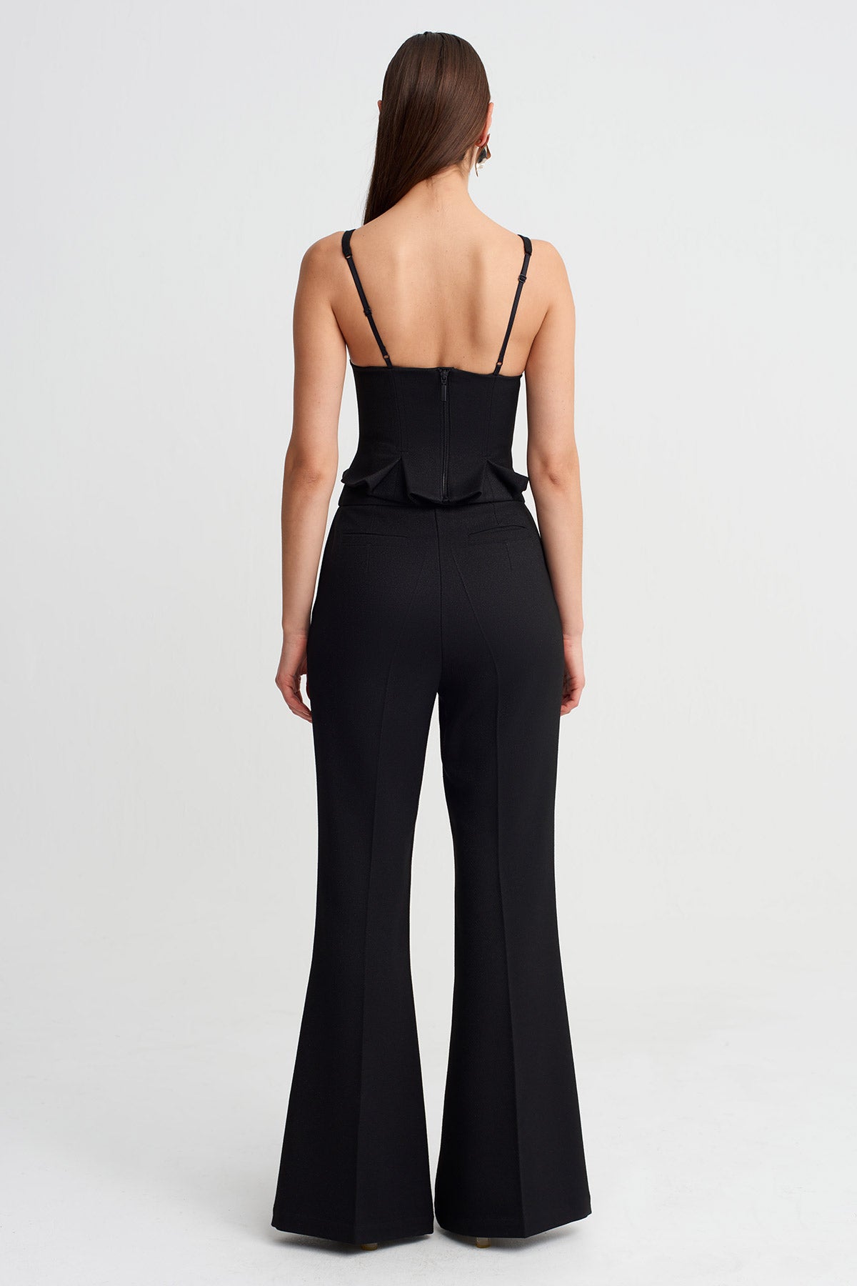 Black High-Waist Wide-Leg Trousers-Y263013017
